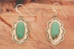 Genuine Campitos Turquoise Sterling Silver Navajo Earrings